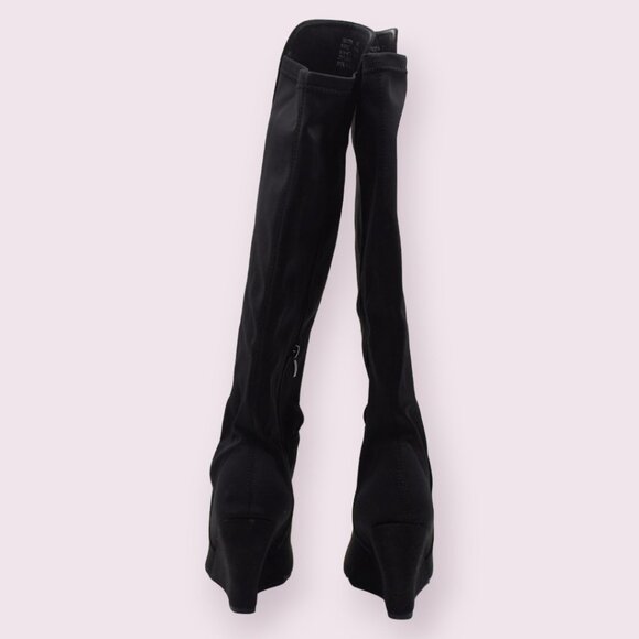 Bebe Womens Black Zipper Round Toe Wedge Heeled Boots - Picture 8 of 8